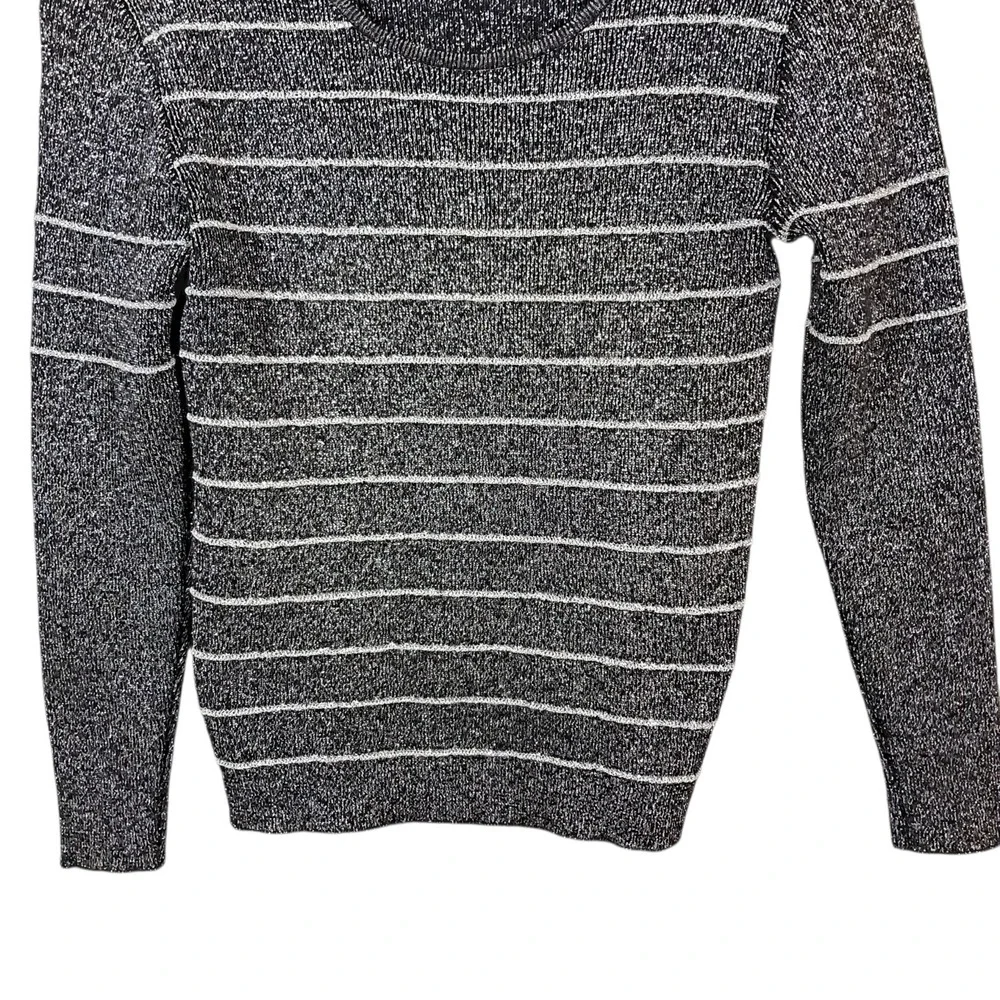 Vtg 50s Macys Associates Wool Pullover Sweater Metallic‎ Italy Large Black